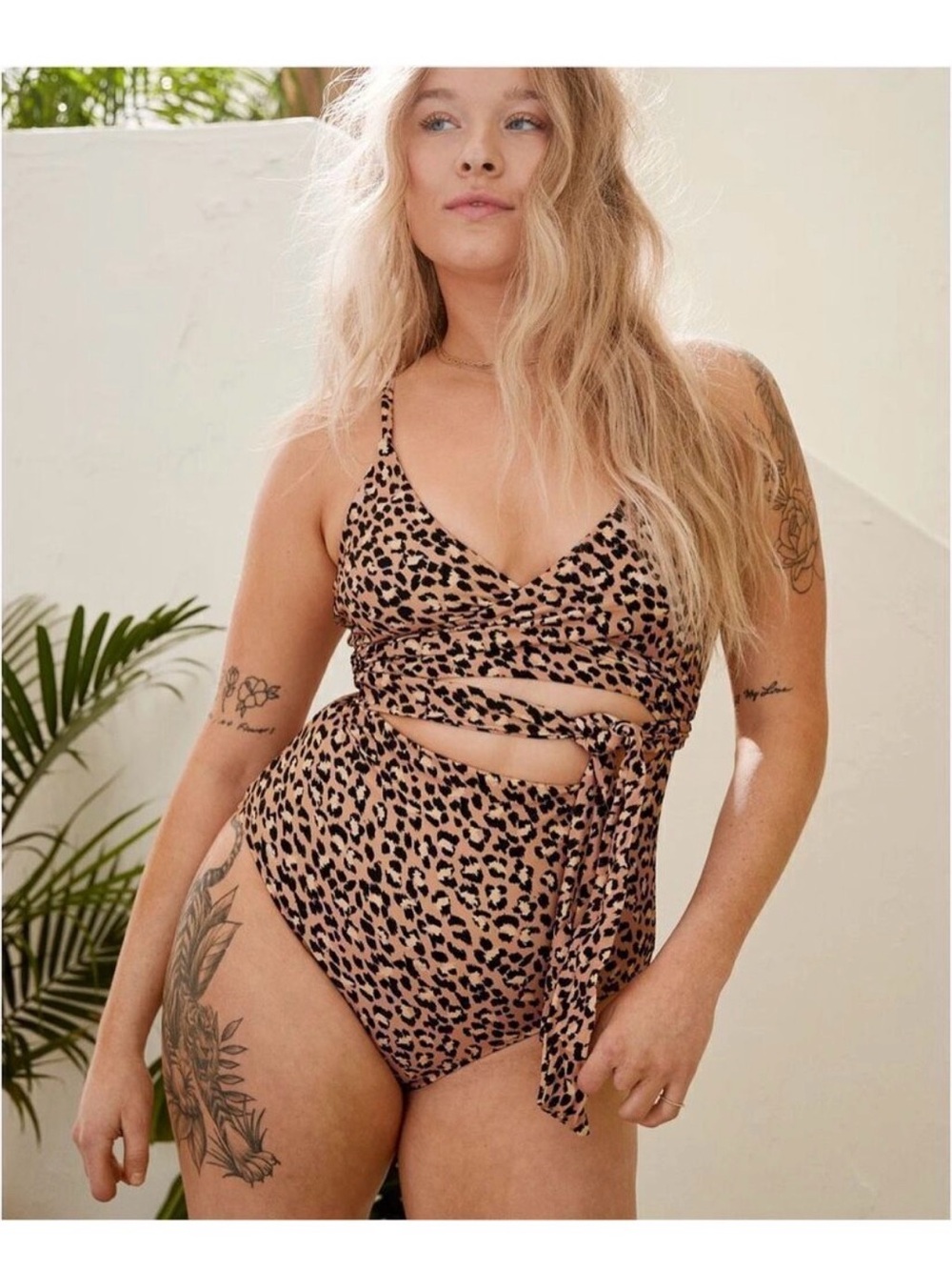 a new day Leopard-Print Wrap High-Waist Bodysuit - Beige and Black